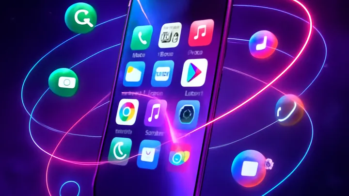 HI77 COM Sleek smartphone floating in space